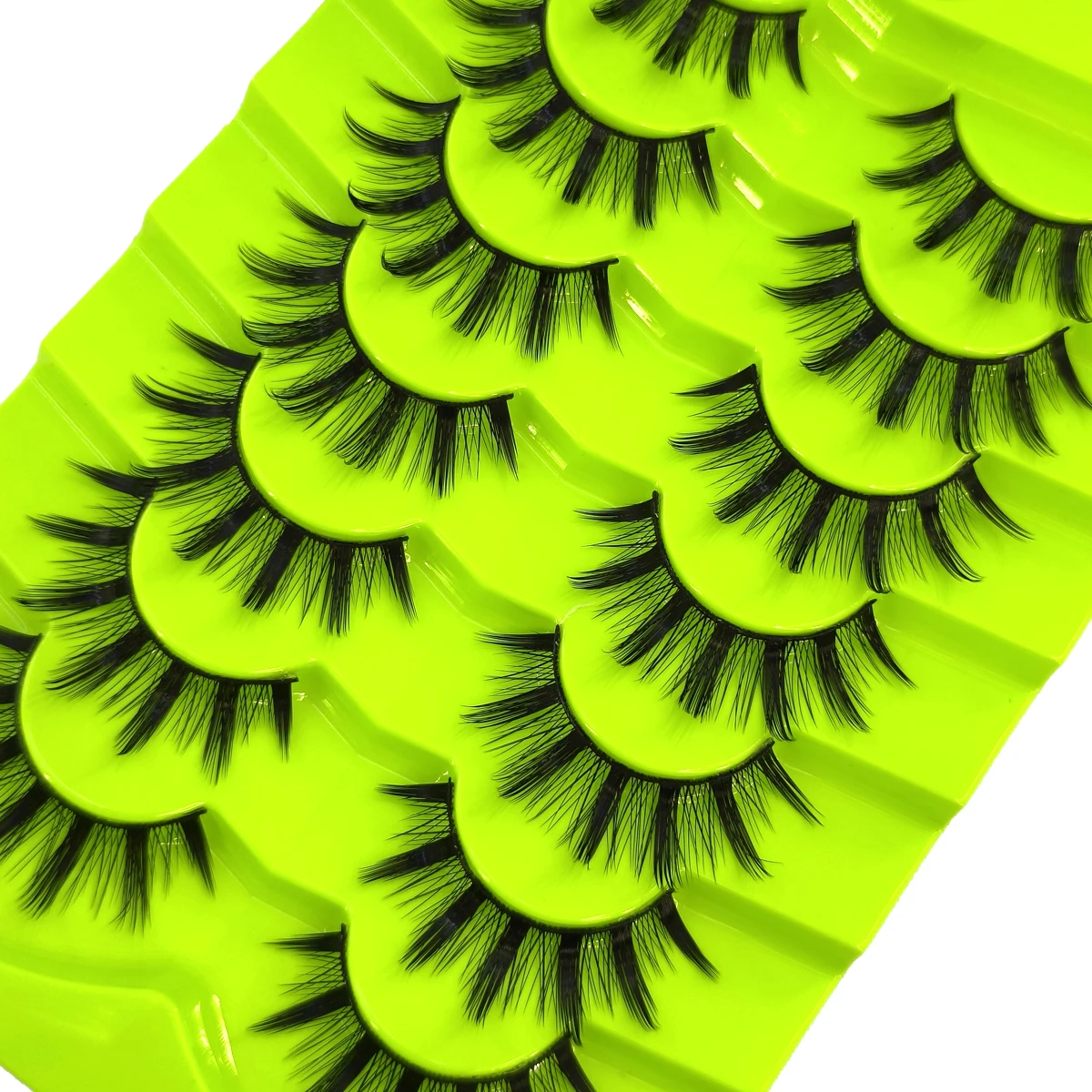 7pairs of faux mink fur soft velvet natural style false eyelashes plump and fluffy eye cross style thick false eyelashes makeup