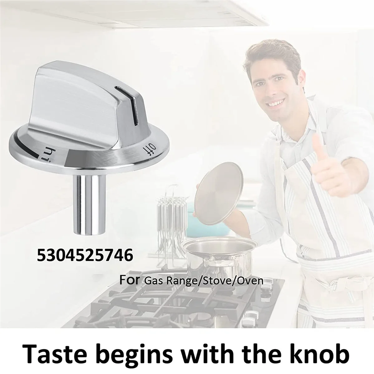 Atualização de 6 PCS 5304525746   Substituições de botões de fogão de haste longa, botões de forno de fogão compatíveis