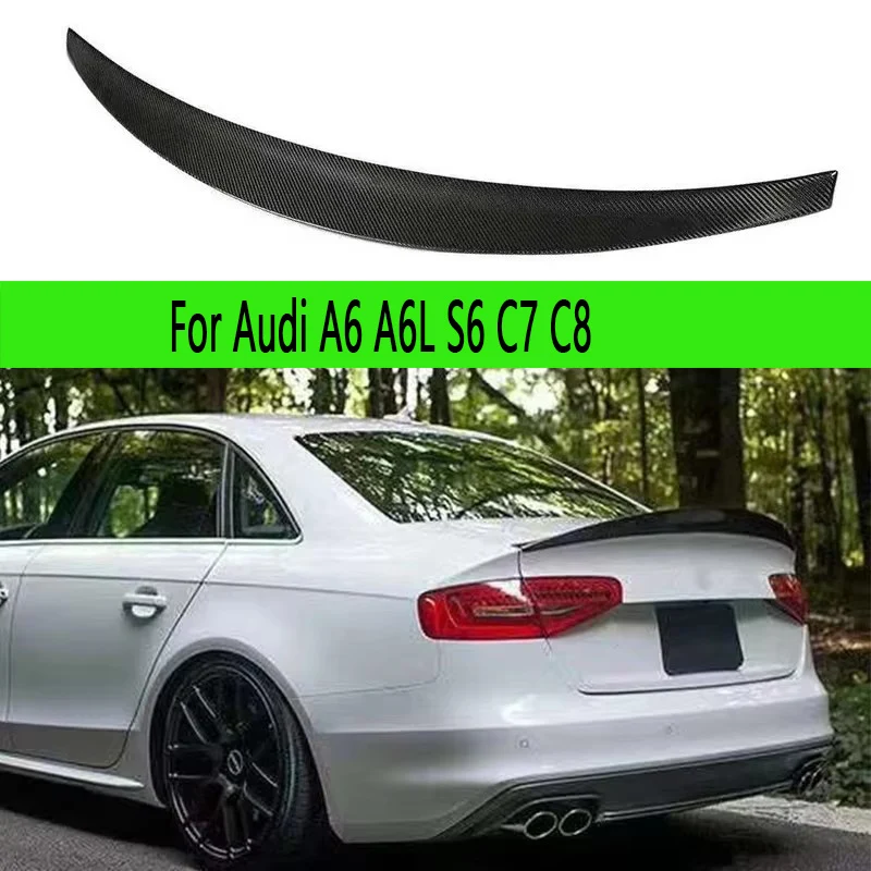 

For Audi A6 A6L S6 C7 C8 2011+ High quality Carbon Fiber Tail fins Rear Trunk Spoiler Guide Wing Rear Wing Diverter Body Kit