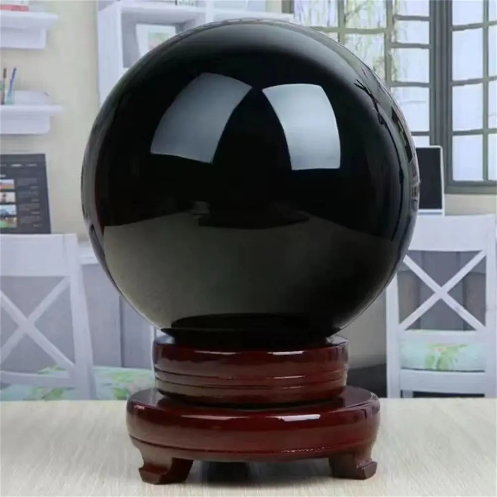 Obsidian Crystal Decorative Round Black Obsidian Sphere Large Exquisite Feng Shui Sphere 20/30/40/50mm Crystal Ball Bedroom