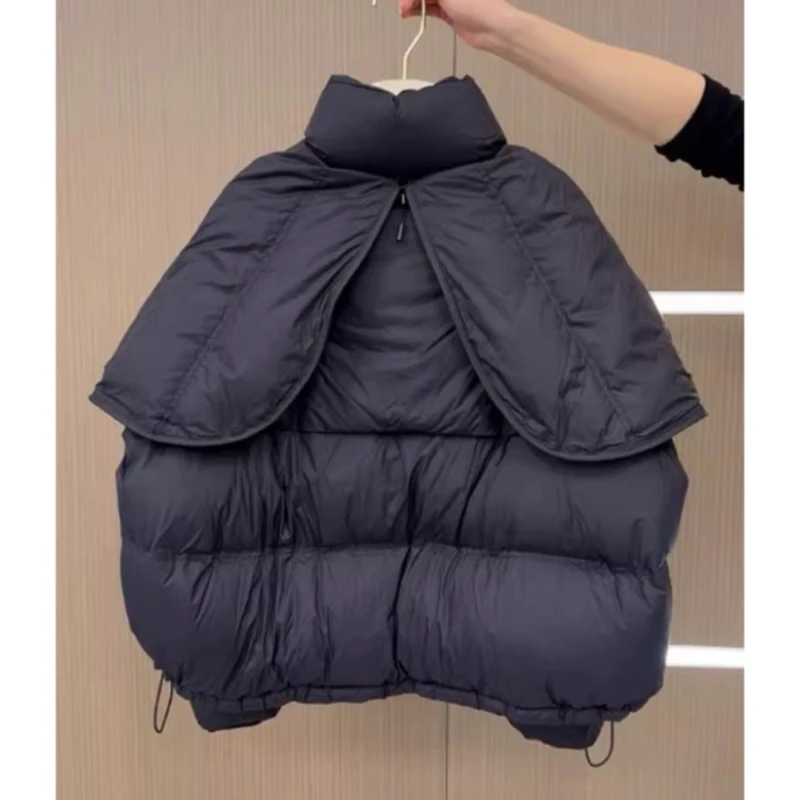 Cappotto corto in cotone autunno inverno donna 2025 giacca in cotone con cappuccio casual allentato di nuova moda colore puro addensare tuta sportiva femminile