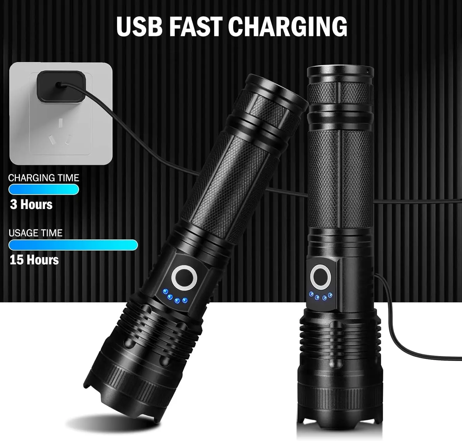 4 عبوات من مصابيح LED عالية الوضوح قابلة لإعادة الشحن، 99,000 لومن، 5000 مللي أمبير، مقاومة للماء، متعددة الوظائف للتخييم والمشي لمسافات طويلة والمنزل