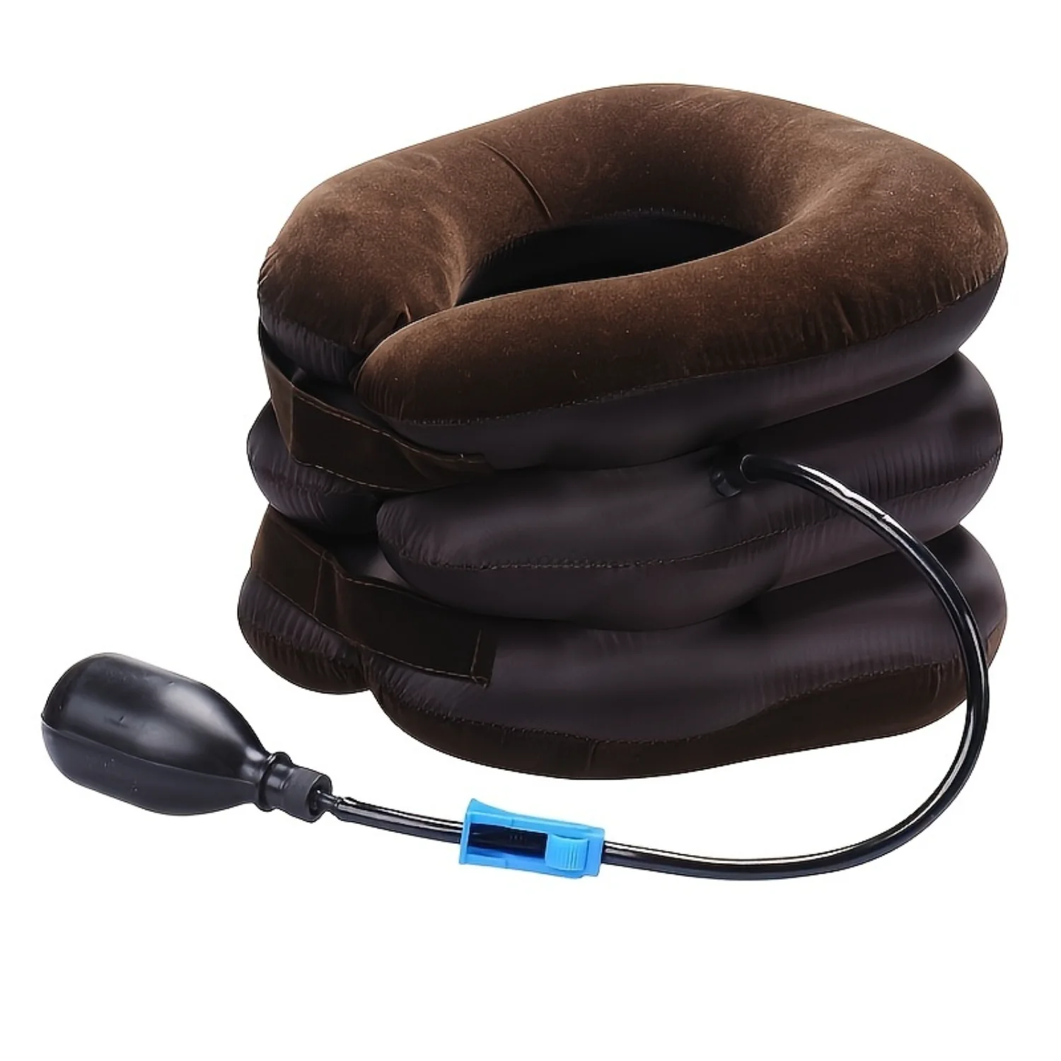 Travel-Friendly Portable Thickened Velvet Neck Relief Pillow with Adjustable Inflatable Cervical Support for Pain and Tension Ea