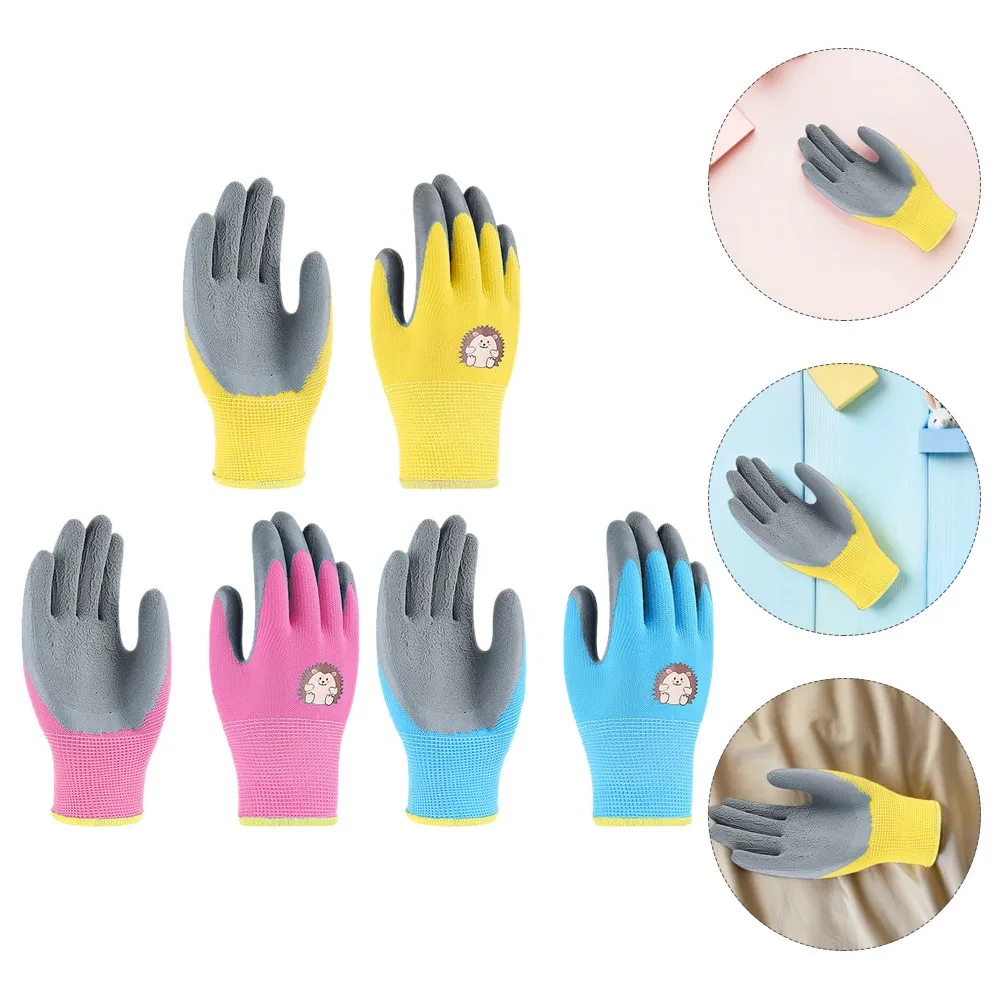 

3Pairs Kids Gardening Gloves Breathable Latex Work Gloves for Planting Digging Weeding Cycling Roller Skating Outdoor