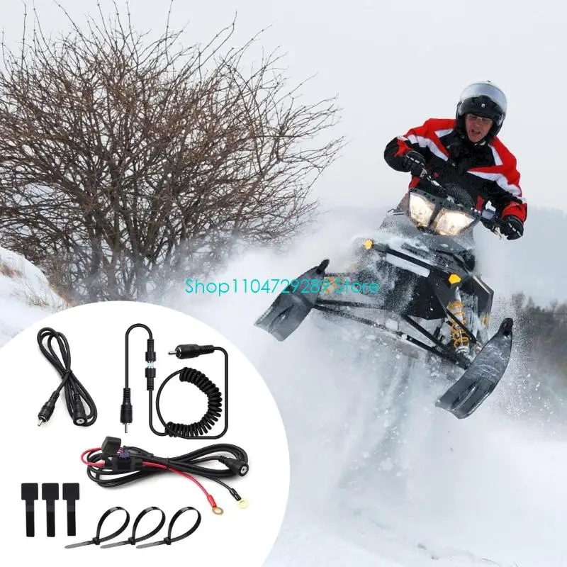 D8KE Anti Fog Heated Helmets Visors Cable With Plugs And Battery Terminals Cold Weather Part for Cold Weather Riding