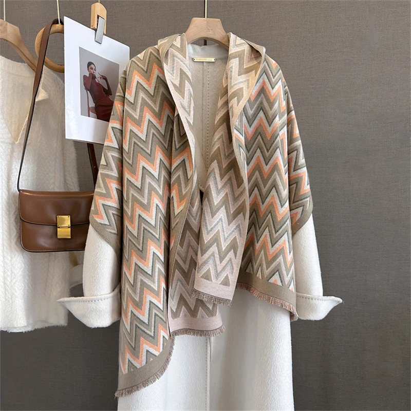 

Путешественное пончо, теплый кашемировый шарф, женский 2021, роскошное толстое одеяло, зимняя шаль Bufanda с принтом, новые накидки, женские палантины из пашмины