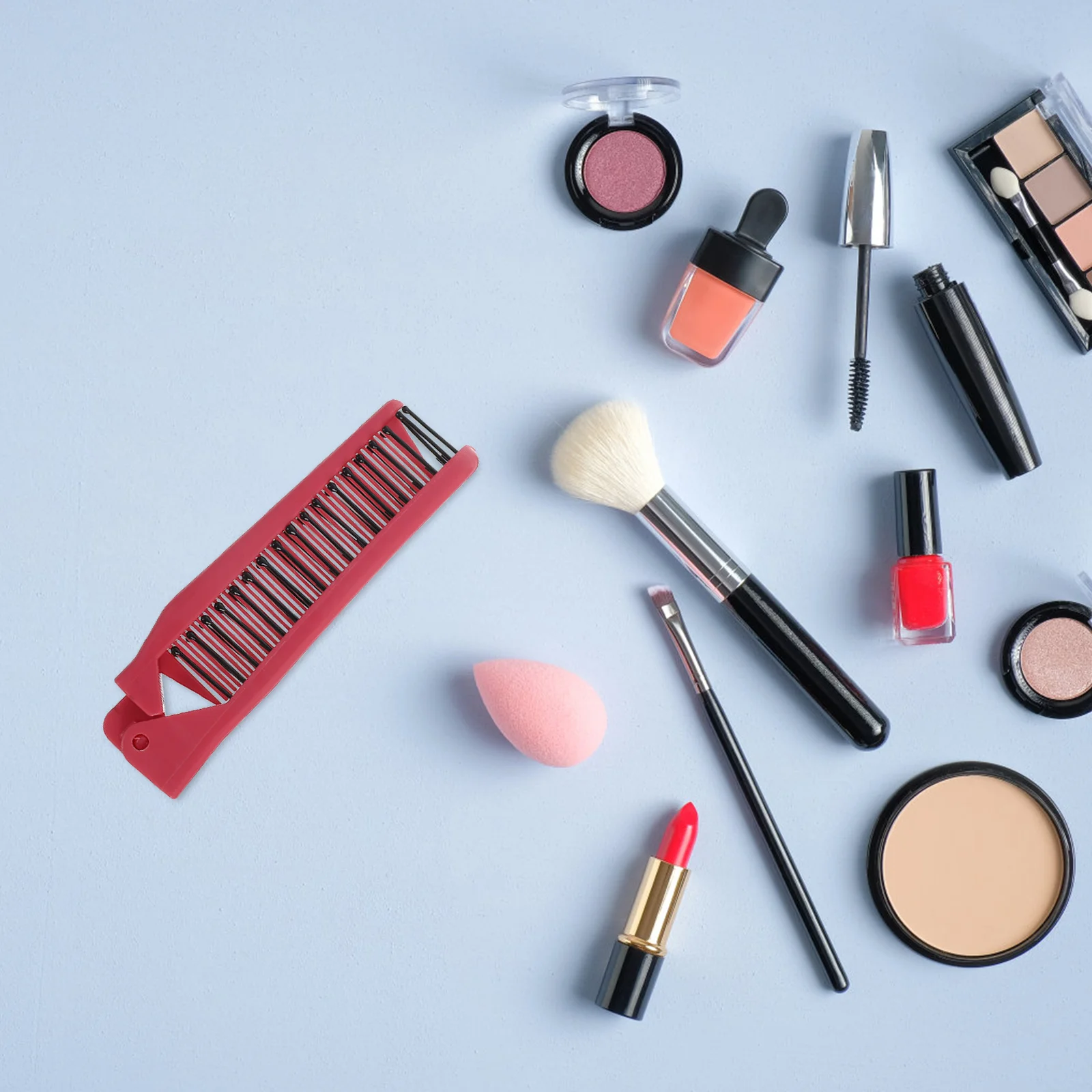 مشط سفر قابل للطي، محمول صغير الحجم بحجم الجيب، فرشاة شعر وردية مضادة للكهرباء الساكنة برأسين للرجال والنساء والسفر والمكتب والاستخدام المنزلي #1