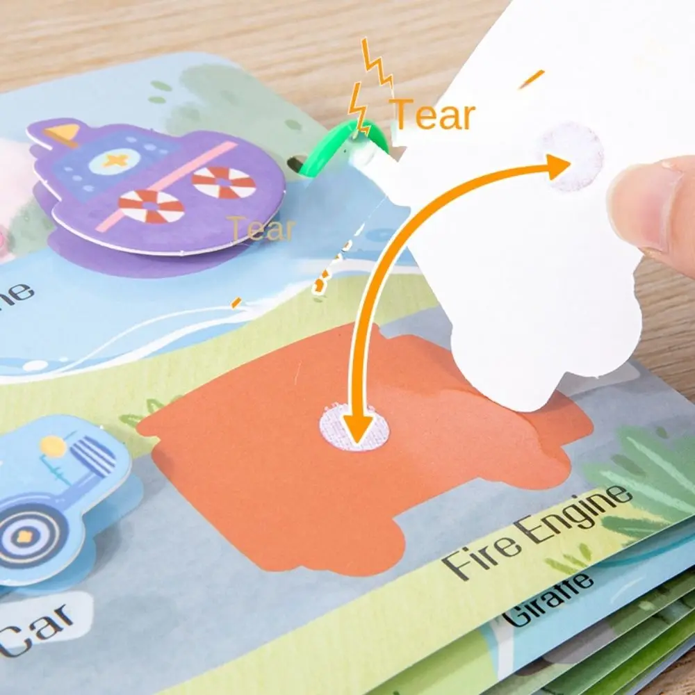 繰り返し貼り付けモンテッソーリ静かなビジーブック教育認知色分類DIY貼り付け材料キット漫画紙