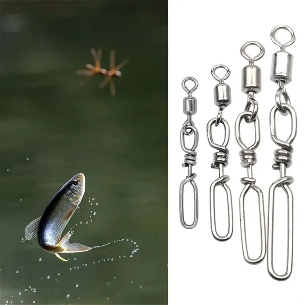 

10Pcs Snap Rolling Fishing Swivels Ball Bearing High Strength Fishing Connector Pin Stainless Steel Heavy Duty Fishhook