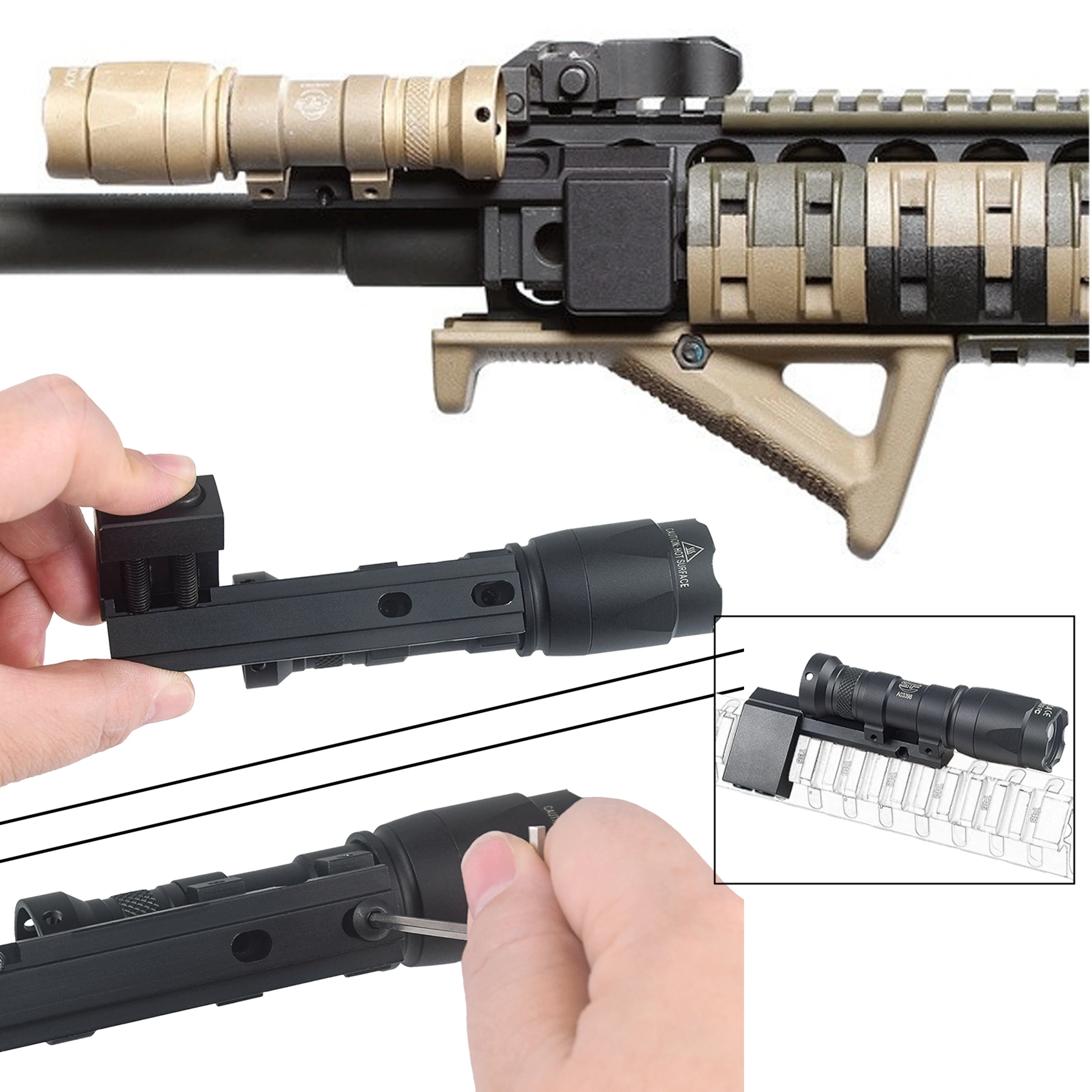 Tactical SF M600 M600C M300 M300C Flashlight LED Weapons Light Airsoft Rifle Pistol Scout Light Torch Hunting 20MM Rail view 4