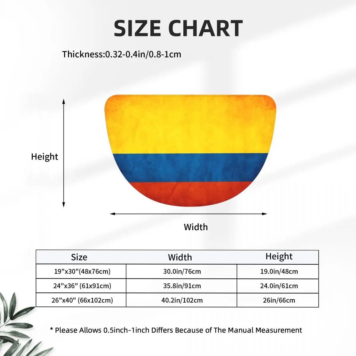 Colombia Colombian Flag National Flag Flannel Half Round Doormat Non Slip Bathroom Mat Absorbent Floor Carpet for Living Room