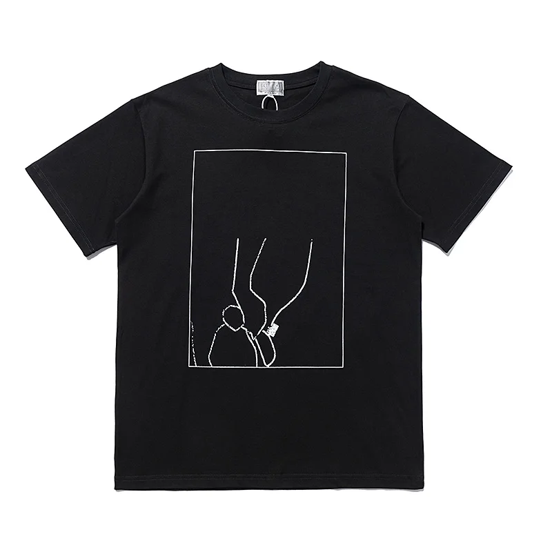 Black CAVEMPT T Shirts Good Quality Men Woman Simplicity Line Hand Drawn Box Printing Loose Casual C.E Summer Tops Tee