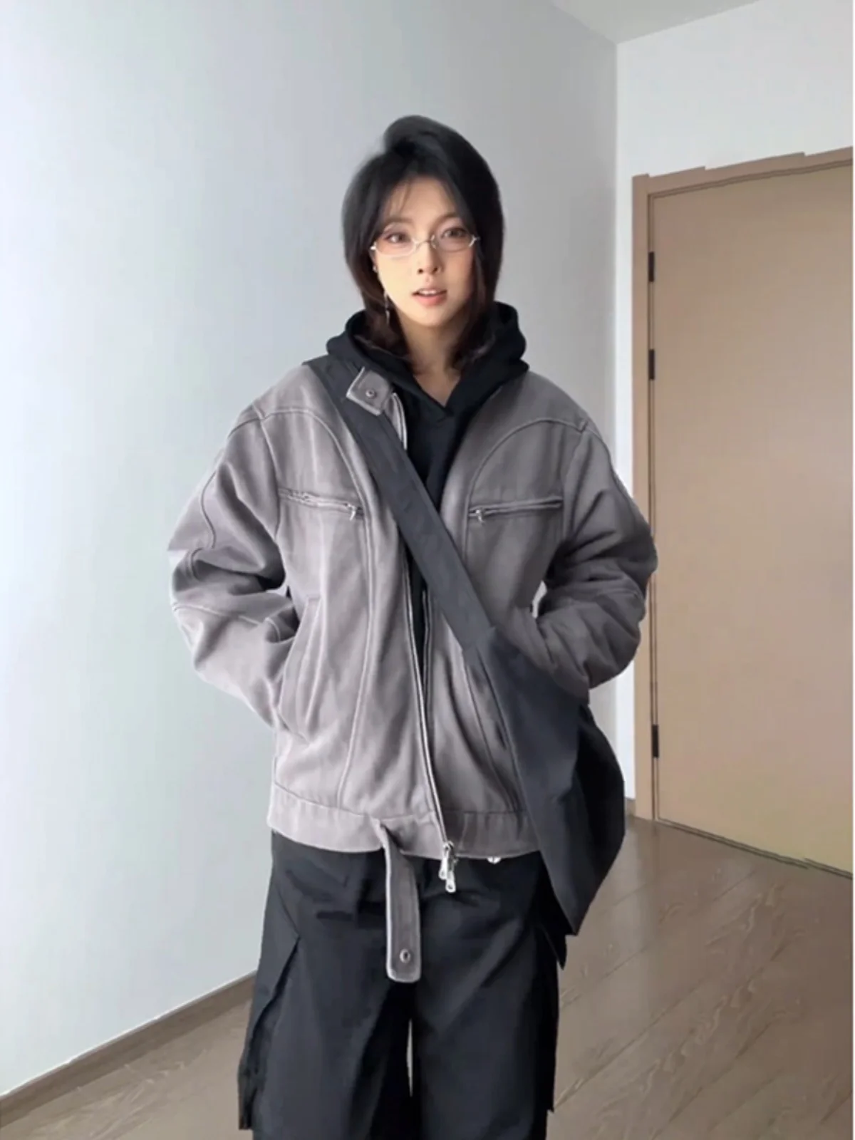 

Waed Canvas American Sle ort Baseball Jaet Men's Spring Autumn Stand Collar Workwear Cleanfit Flight Jaet