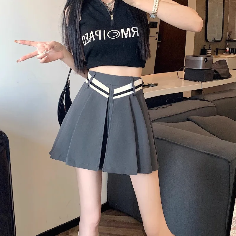 summer Irregular suit shorts skirt women's new design sense Spice girl casual wide-leg high waist A-word pleated skirt pants