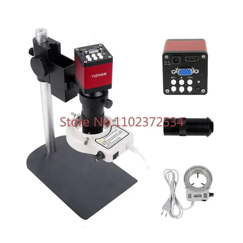 Digital VGA Industrial Microscope Camera Video Microscope sets HD 13MP 60F/S+130X C Mount Lens+LED Ring Light +Metal Stand