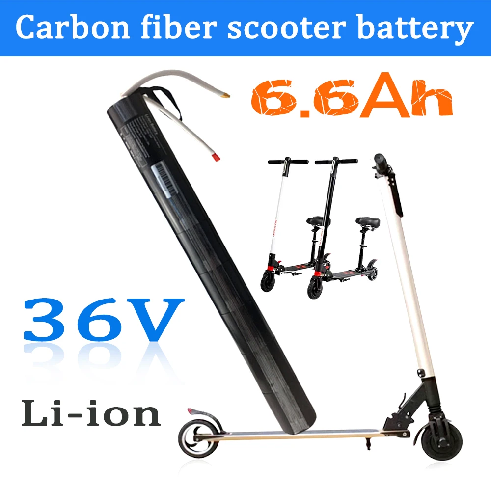 

36V 100% New BMS 6600mAh High capacity Carbon Fiber Scooter 18650 Lithium Battery Pack