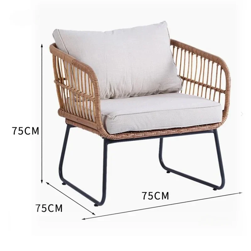 Nordic Outdoor Garden Sofas Courtyard Balcony Leisure Rattan Sofa Outdoor Hotel Homestay Waterproof and Sunscreen Sofa