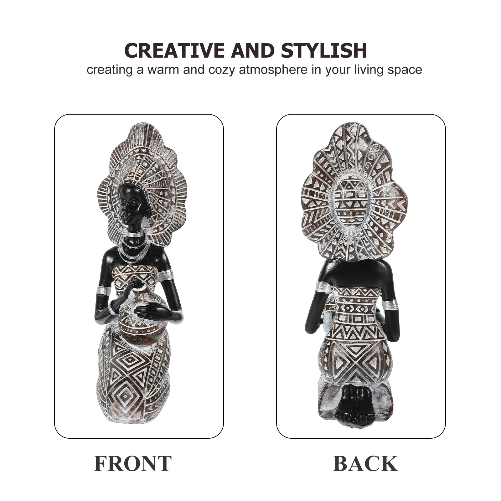 

Women Resin Desktop Ornament Home Decoration Lady Statue Female Black Women Craft Exotic Lady Ornament Resin Woman Statue