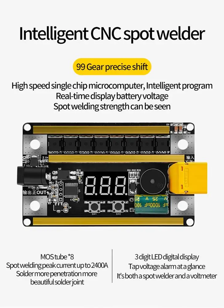 YOUZI-Kit de soldador por puntos, 99 niveles, 12v, 2400a, portátil de mano, bricolaje, máquina de soldadura por puntos para batería de litio 18650