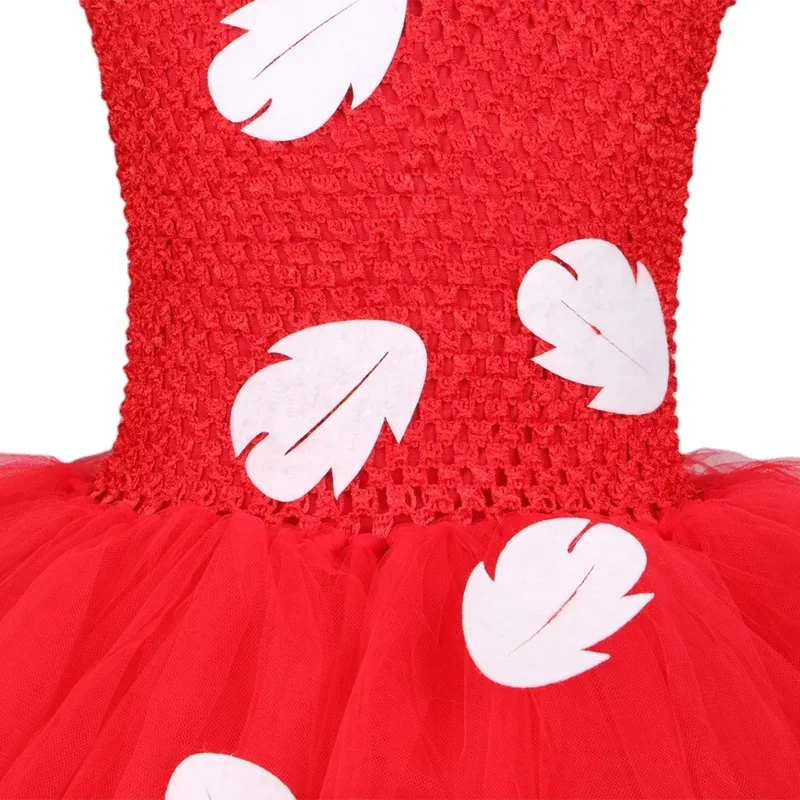 SN66 Hawaiian Princess Lilo Tutu Dress Red Leaves Baby Girls Luau Birthday Party Dress New Year Christmas Halloween Costume 2@w$