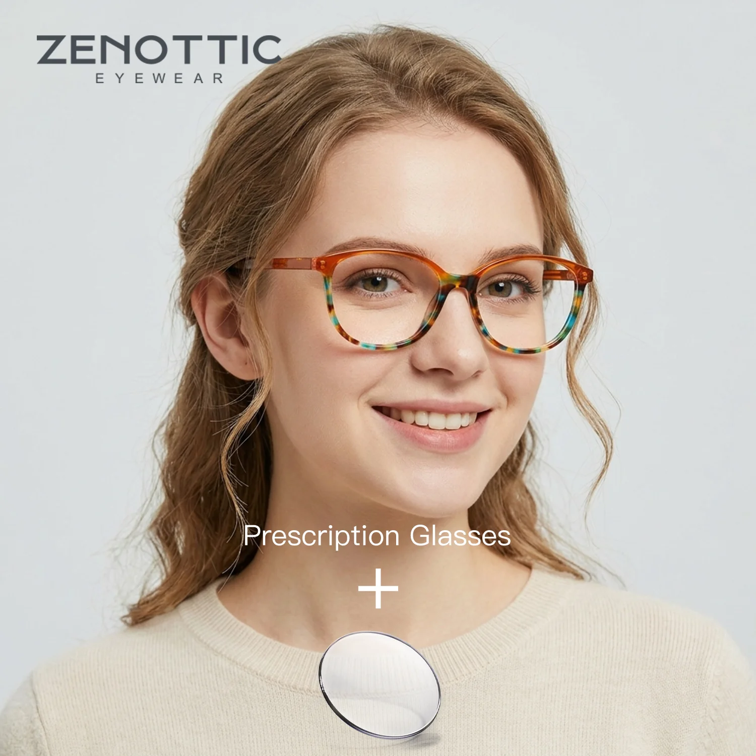 zenottic-スクエア超軽量アセテート光学メガネ女性用ブルーライトフィルター累進多焦点処方眼鏡