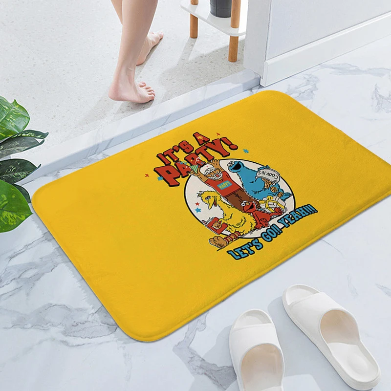 

Bathroom Rug A-Sesame Streets Aesthetic Washable Non-slip Kitchen Rug Veranda Floor Mat Funny Doormat Entrance Door Room Carpet