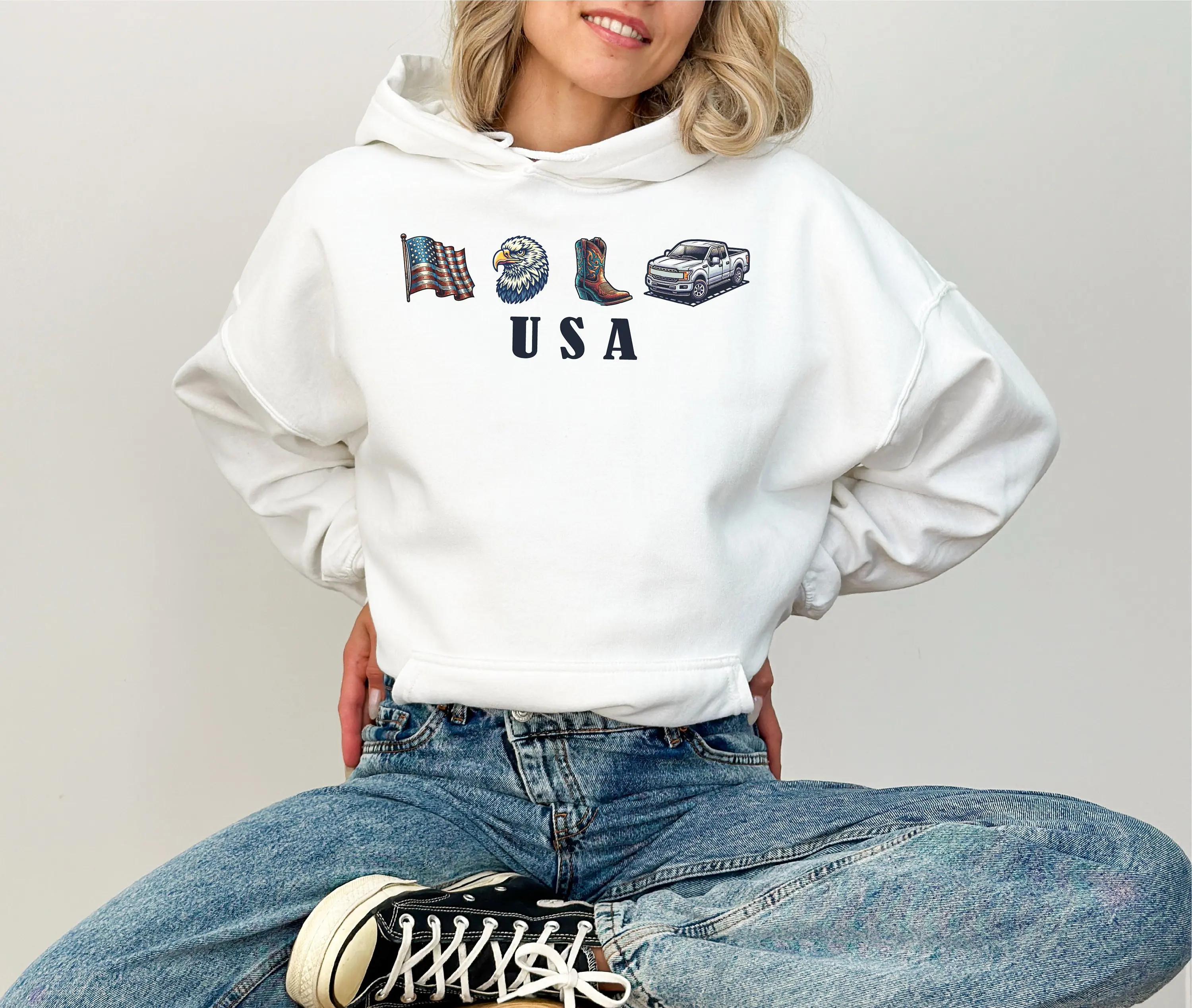 

Usa American Flag Eagle Hoodie Sweatshirt Women Long Sleeve Sweatshirt Pullover Tops Fashion Autumn Winter Clothing