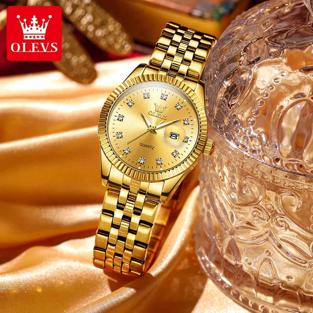 OLEVS 2024 reloj de oro nuevo para mujer, relojes creativos de acero para mujer, relojes de pulsera para mujer, reloj impermeable para mujer, reloj femenino