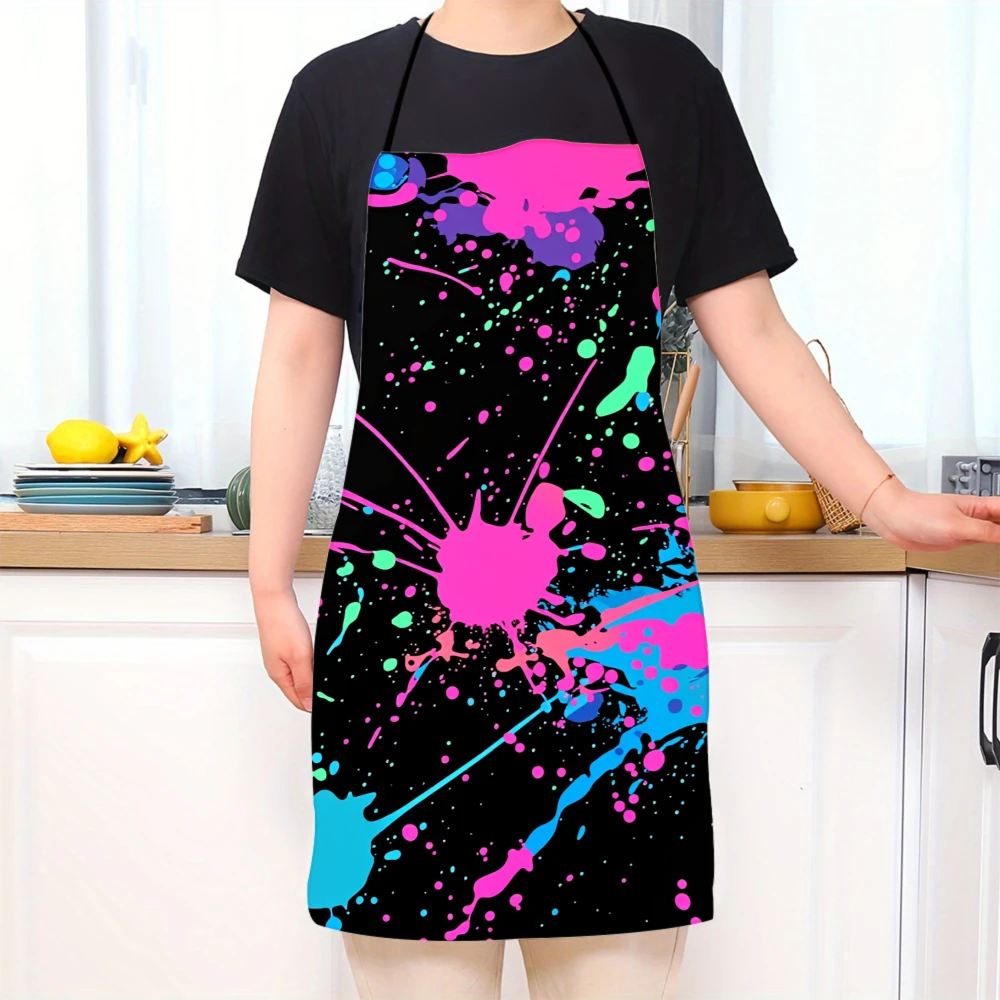 Colorful Paint Splatter Apron For Cooking And Art Projects With Vibrant Design And Adjustable Straps