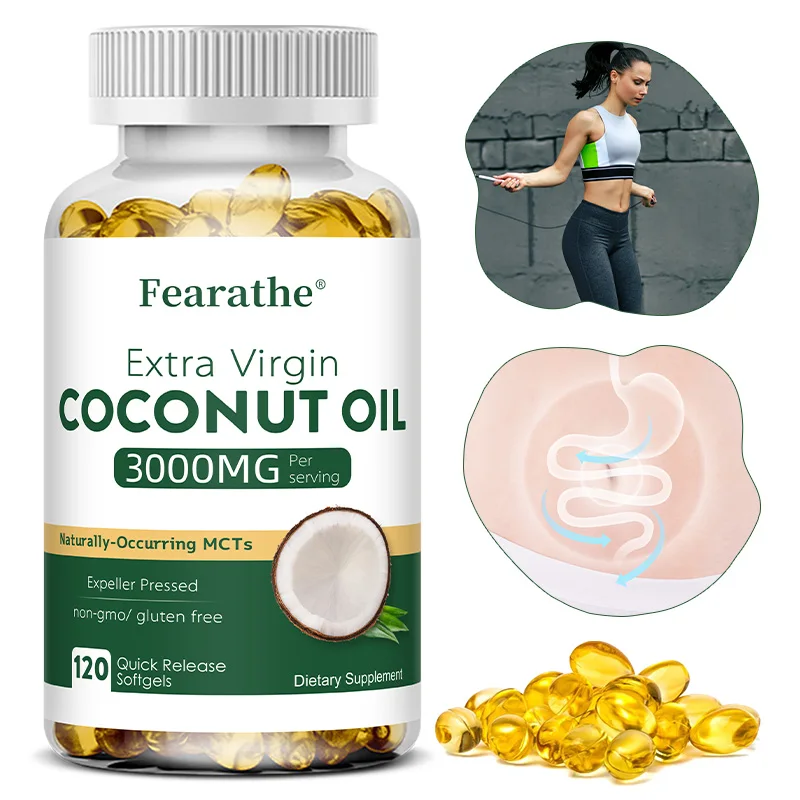 كبسولات زيت جوز الهند 2000 مجم - عضوي بكر ممتاز معصور على البارد للبشرة الصحية والأظافر ونمو الشعر والهضم ومكافحة الشيخوخة #1