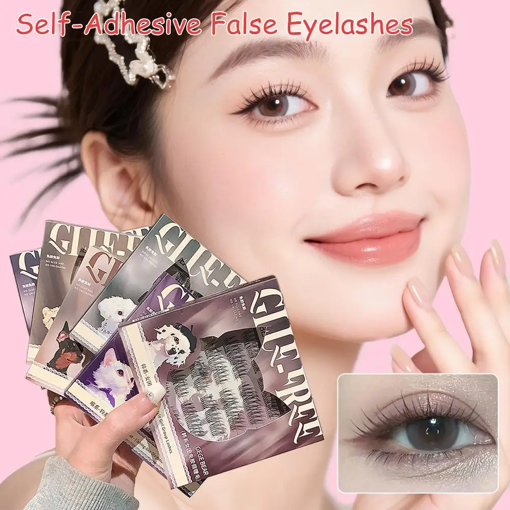 Voluminöse, kleberfreie, selbstklebende falsche Wimpern, Anime-Anwendung, dicke Wimpern, flauschiges Curling-Auge, natürlich, einfach, D3L2