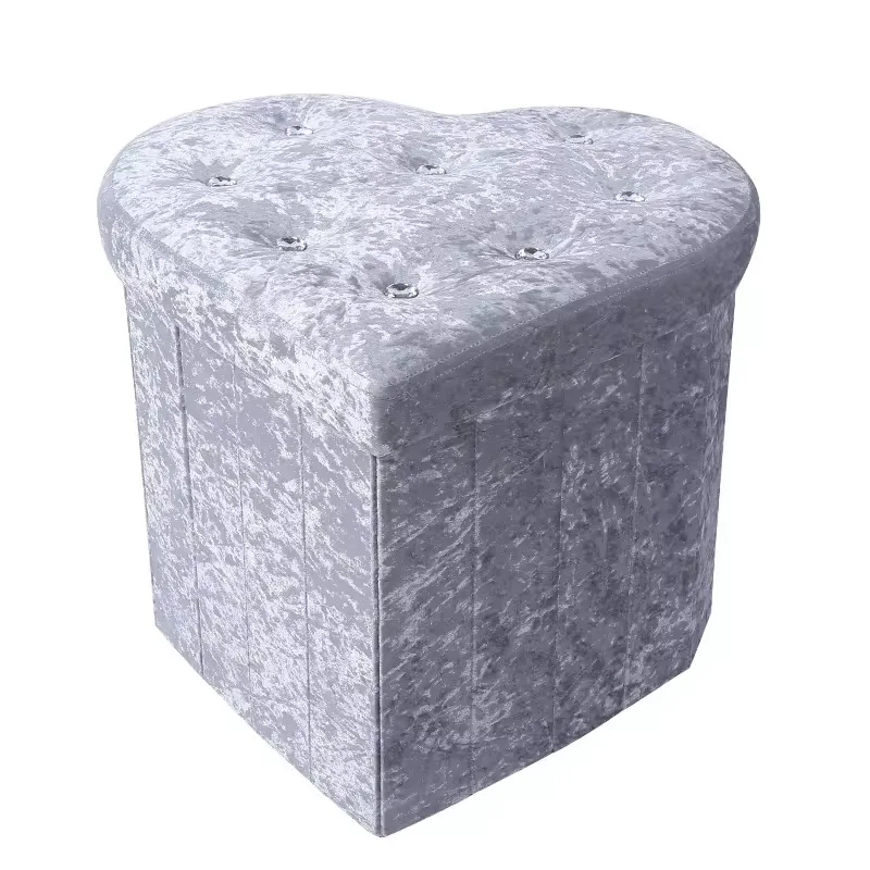 

Foldable Durable Space Saving Heart Diamond Velvet Storage Stool Living Room