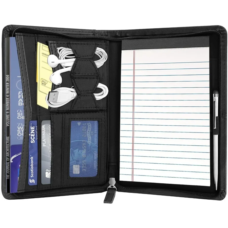 Junior Padfolio Portfolio with 5 x 8 Writing Pad A5 Business Portfolio Binder Folder Organizer MultiFution Combition Case for W