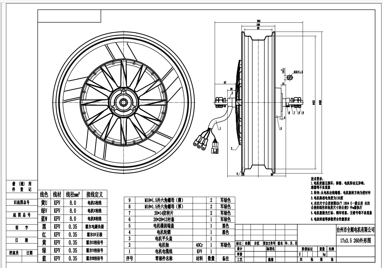 QSMotor 2000W QS260 Hub Motor 17x3.5inch Powerful BLDC Dual Shaft Wheel Upgrade for Electric Scooter And Motorcycle