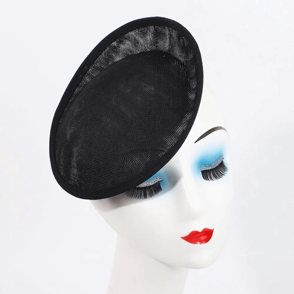 Elegant 20cm Sinamay Headdress Base Linen Solid Pattern Millinery Headpiece Base Lightweight DIY Craft Hair Accessories Party