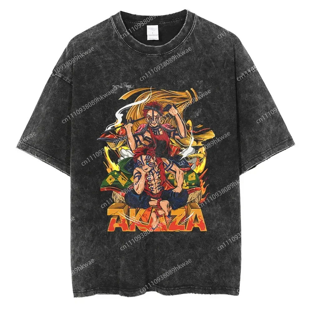 Anime Demon Slayer T Shirt Men Women Vintage Wahed Cotton Graphic Tee Streetwear Short Sleeve Casual Tops 2026 Summer Fashion