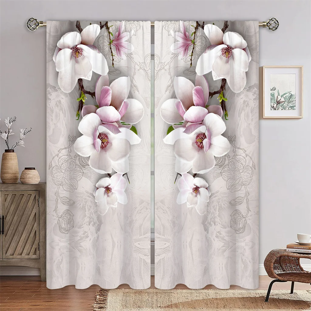 

Luxury Diamond Flowers Sunshade Thin Window Curtains For Living Room Bedroom Bathroom Kicthen Door Home Decor On Sale 2Pieces