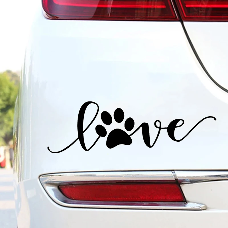 GS19#6x1inches Love Paw Sticker Car Decals, Weather-Resistant Vinyl Stickers for Windows, Bumper, Laptop