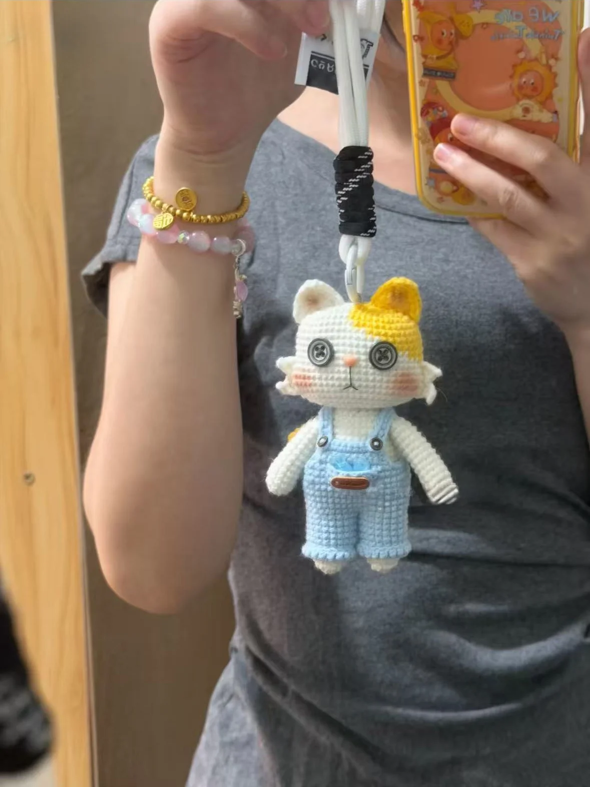 Handmade Knitting Yarn  Eye Button DIY Material Kit Keychain Pendant Gift De-Stressor Crochet Doll Keychain Accessories