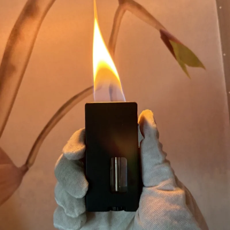 Ultra Wide Open Fire 7 Hole Outlet Butane Gas Lighter LED Visible Gas Window Gravity Sensing Shake Ignition USB Electric Lighter