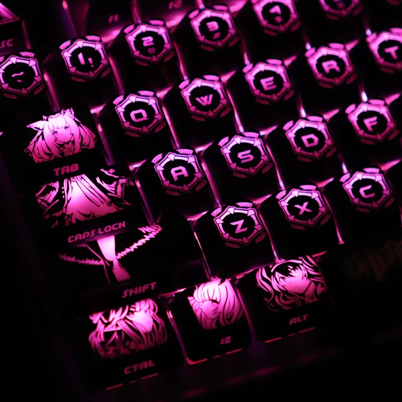 1 Set Arknights Keycaps PC Coating Anime Backlit Keycap For Logitech G610 Razer BlackWidow Huntsman Corsair K70 K95 Key Caps