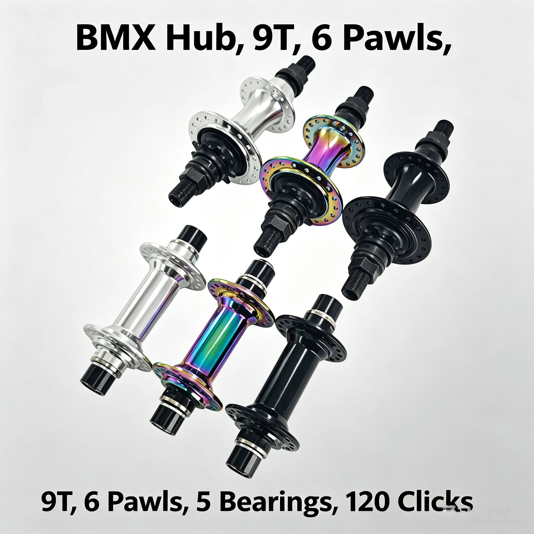BMX-Nabe, BMX-Fahrradnabe, 36H, 6 Zahnräder, 120 Klicks, 5 Lager, 3 Farben, Links-/Rechtsantrieb, BMX-Fahrradnabe, Vorder- und Hinterradnabe, Leichtmetall – Detail 1