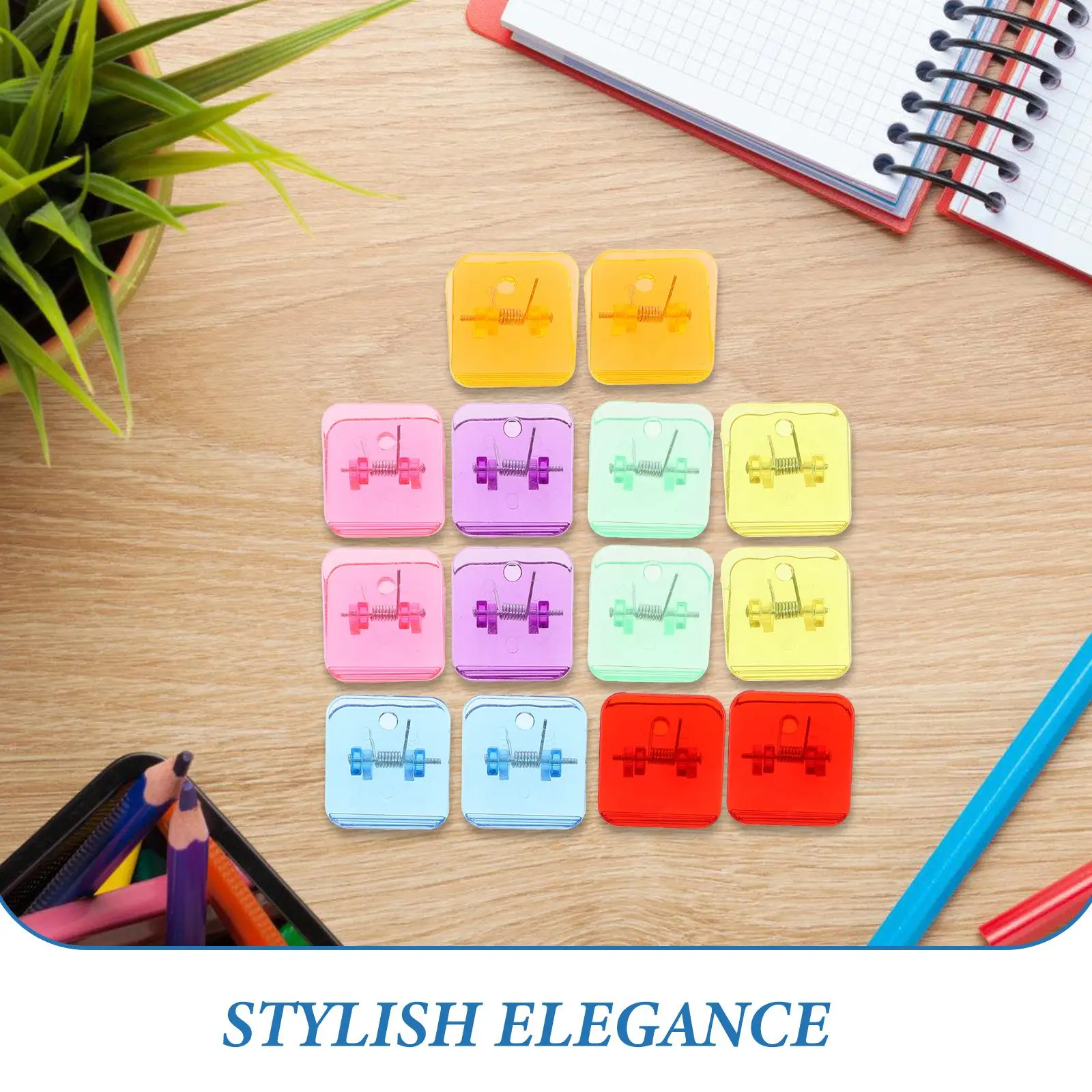 14 Pcs Transparent Colorful Clips Office School Supplies Paper Organizer Plastic Binder Multi Function Desk Accessories Simple