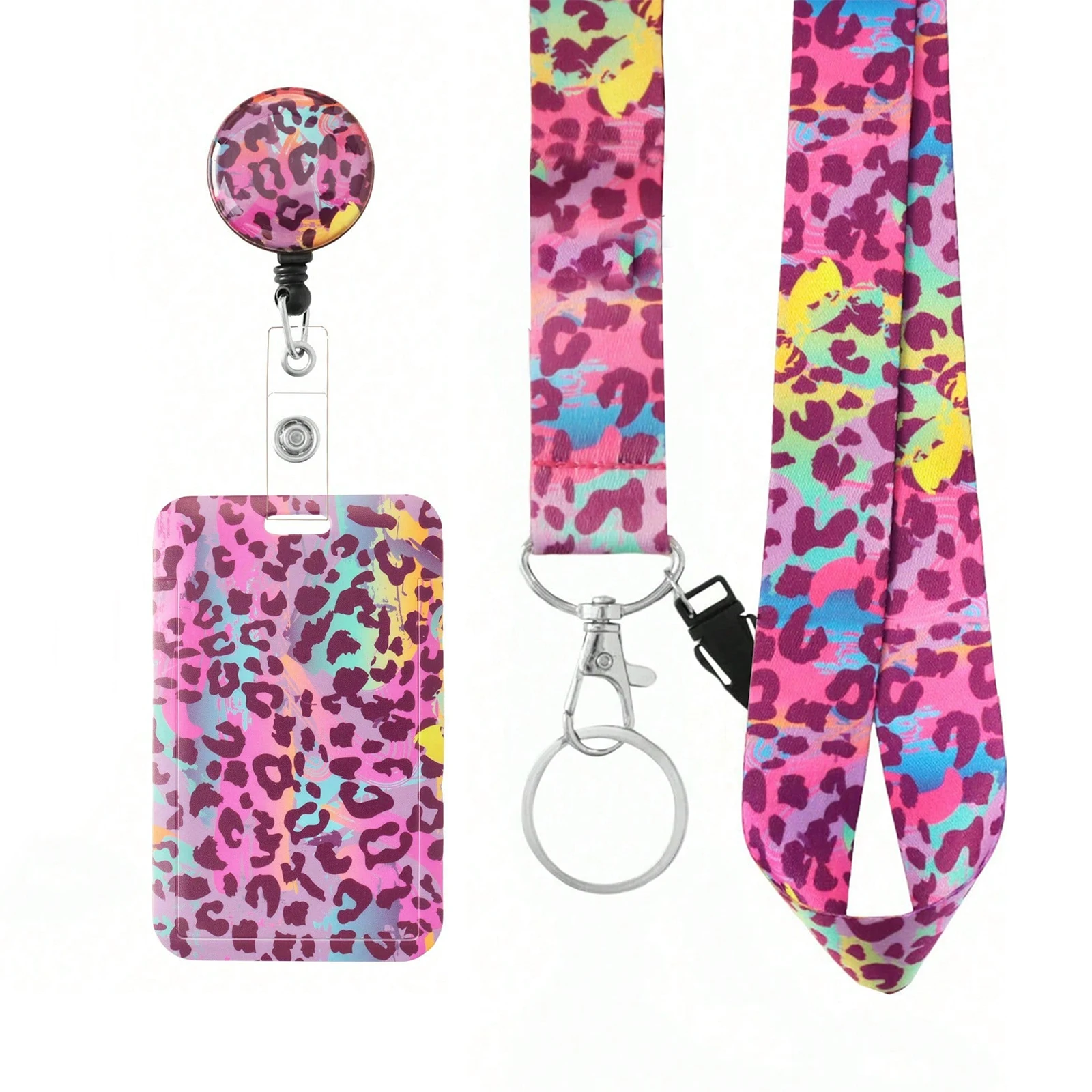 Pink Leopard Breakaway Phone Teacher Lanyard