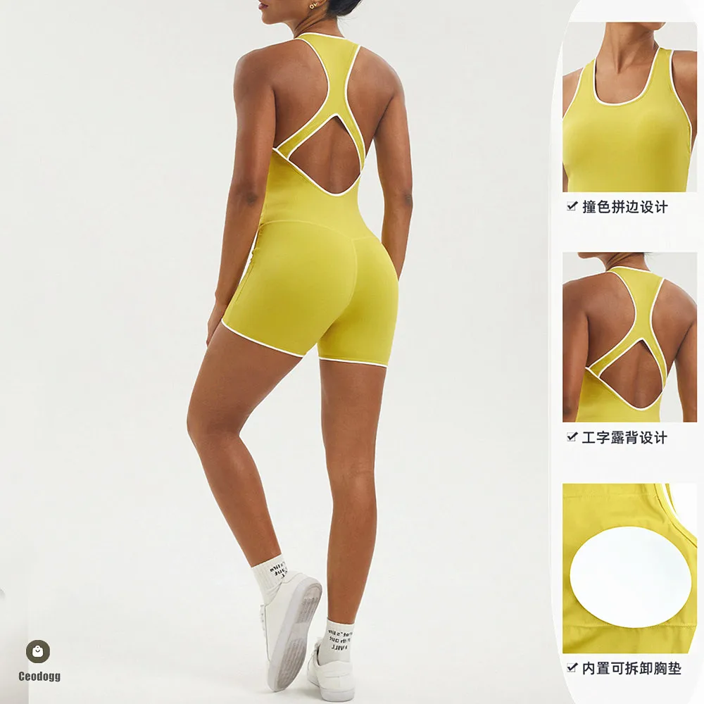 XL One-piece Sport Yoga Set  Jumpsuit Workout Clothes for Women Outfit Fitness Gym Set Sportwear Women Tracksuit Women Bodycon