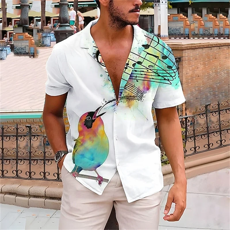 Hawaiian Floral Shirts Beach Summer Button Shirt Men\'s Beach Vacation Breathable Short Sleeved Shirtfashionable Cool Lapel Shirt