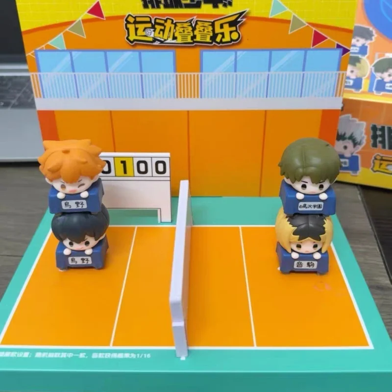 ¡¡Nuevo Haikyuu!! Caja ciega con tema de apilamiento deportivo, Mini muñeca periférica, figuras de Anime, accesorios de decoración de escritorio, juguetes de regalo