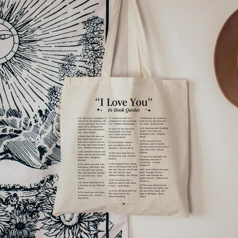 

Book Lover Cotton Tote Bag Book Quote Large Capacity Canvas Shoulder Bag Reusable Eco Friendly Gift for Librarian Teacher Reader