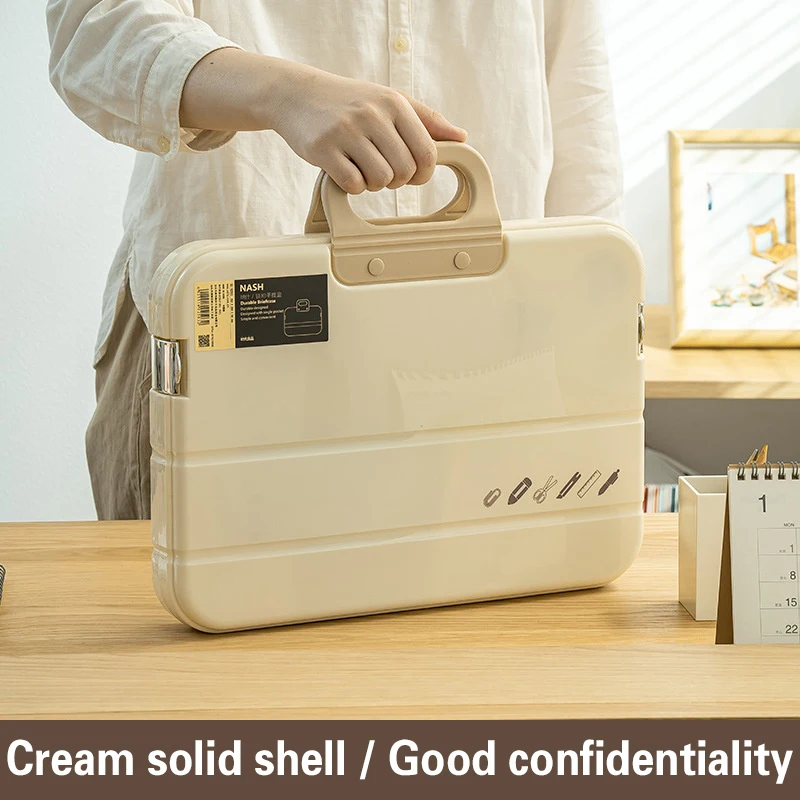 A4 Plastic File Folder With Lock Handle Portable Box File Waterproof Filing Supplies Pencil Case Multi-Purpose Document Bag