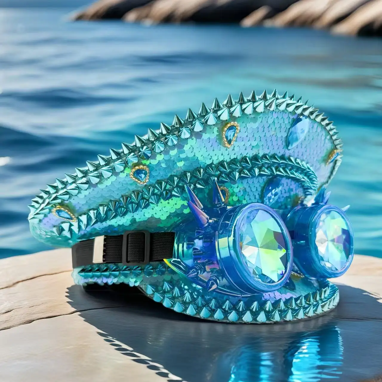 

Шляпа капитана в стиле стимпанк со стразами для Марди Гра, карнавала, рейв-фестивалей, аксессуары и праздничная шляпа для женщин и мужчин